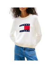 TOMMY JEANS 1USCITA Tommy Jeans Tjw Clrblckflag Swea Maglia Donna Bianco Bianco